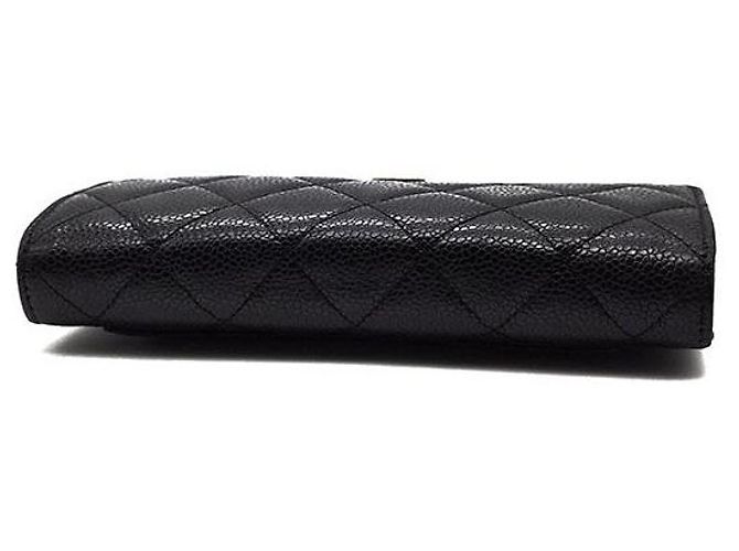 Chanel Portafoglio lungo classico in caviar Nero - vista 4