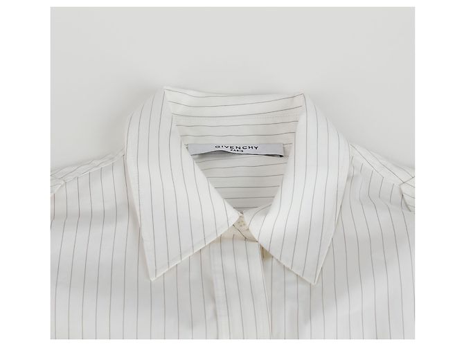 Givenchy PFLEGEETIKETT Größe Weißes Baumwollgestreiftes Hemd - Ansicht 4