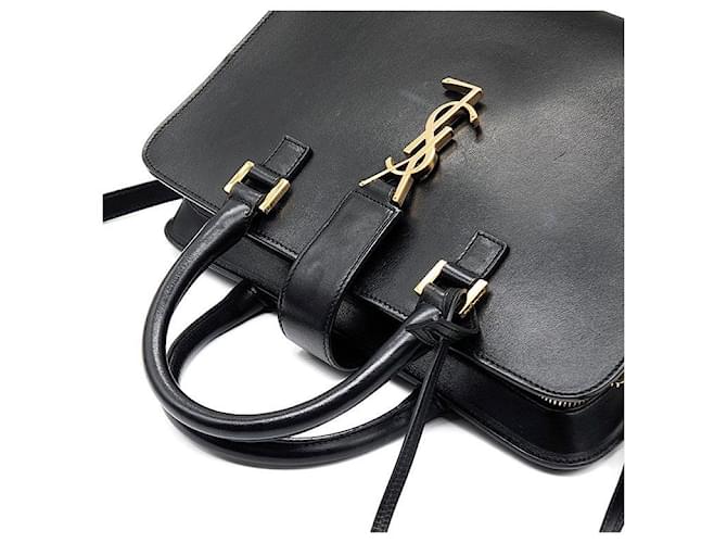 Saint Laurent Borsa Cabas Monogram Small Nero - vista 6