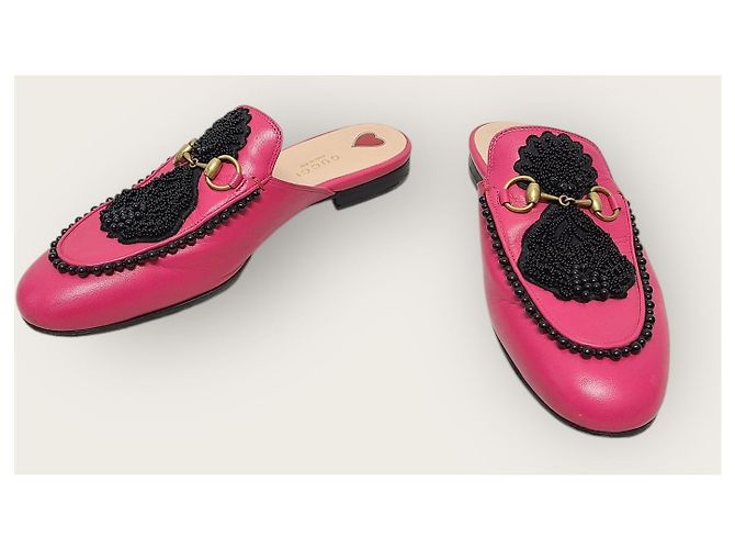 Gucci Pantofola Princetown ricamata e decorata Rosa - vista 3