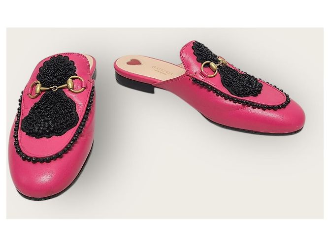 Gucci Pantofola Princetown ricamata e decorata Rosa - vista 4