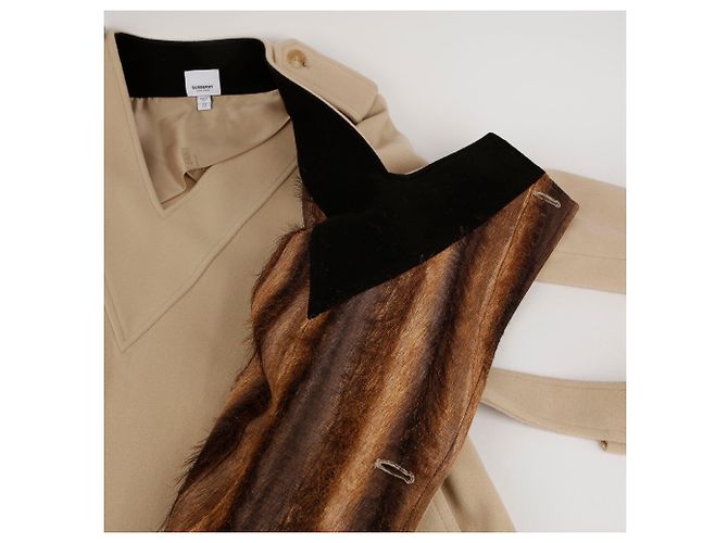Burberry Abrigo de cachemira cruzado con cinturón beige Talla Castaño - vista 13