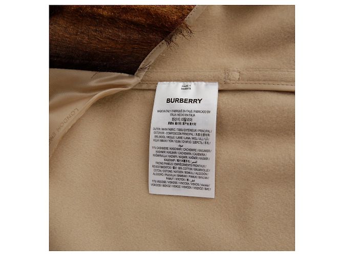 Burberry Abrigo de cachemira cruzado con cinturón beige Talla Castaño - vista 14