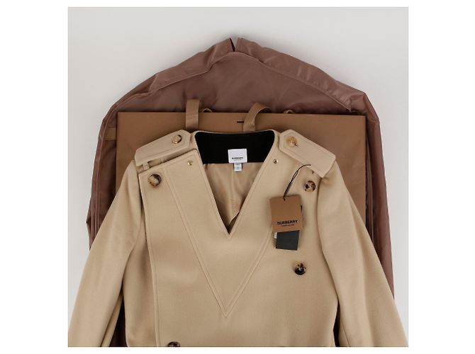 Burberry Abrigo de cachemira cruzado con cinturón beige Talla Castaño - vista 3