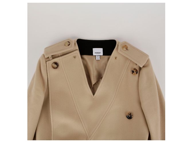 Burberry Abrigo de cachemira cruzado con cinturón beige Talla Castaño - vista 4