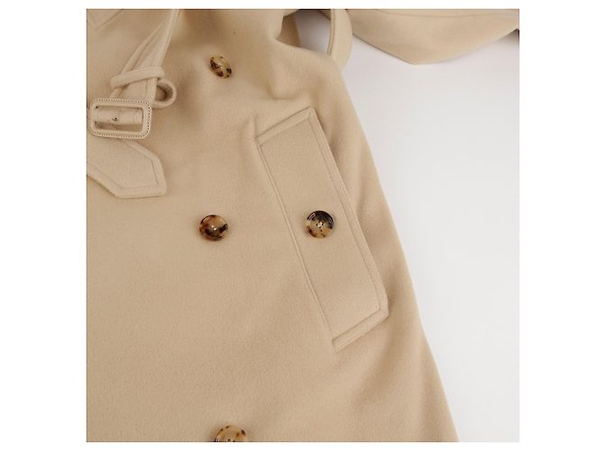 Burberry Abrigo de cachemira cruzado con cinturón beige Talla Castaño - vista 8