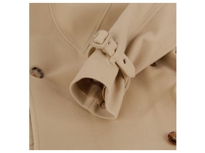 Burberry Abrigo de cachemira cruzado con cinturón beige Talla Castaño - vista 9