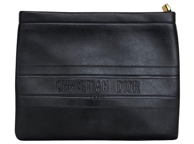 Dior Clutch in pelle nera con logo Nero - vista 2