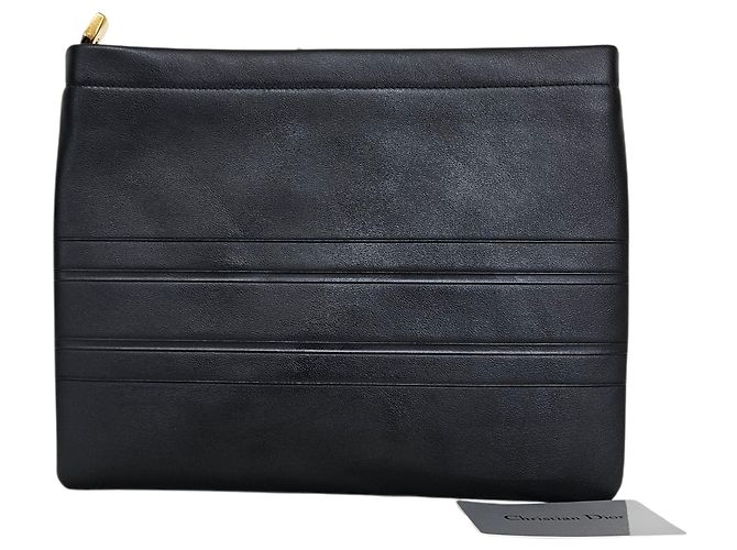Dior Clutch in pelle nera con logo Nero - vista 3