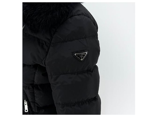 Double Prada Kurze gesteppte Damenjacke aus Nylon mit Triangle-Logo - Ansicht 7