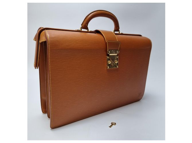 Louis Vuitton Porte-documents Serviette en cuir Epi Fermoir Camel - vue 5