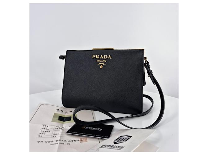 Prada Borsa a tracolla Saffiano Light Frame Nera Nero - vista 3