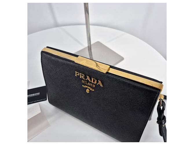Prada Borsa a tracolla Saffiano Light Frame Nera Nero - vista 6