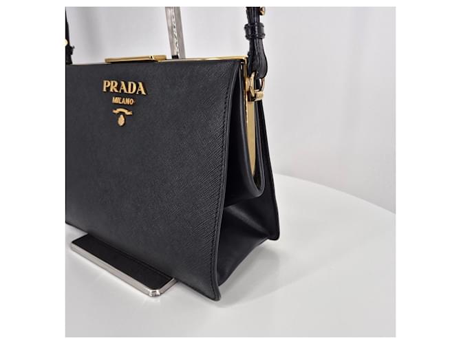 Prada Borsa a tracolla Saffiano Light Frame Nera Nero - vista 9