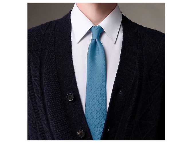 Nouvelle cravate Hermès en soie pour homme Bleu - vue 3
