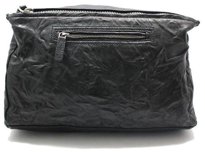 Givenchy Borsa a tracolla Pandora Medium in pelle di pecora nera stropicciata argento Nero - vista 4