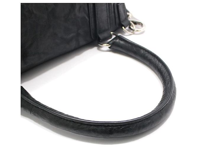 Givenchy Borsa a tracolla Pandora Medium in pelle di pecora nera stropicciata argento Nero - vista 6