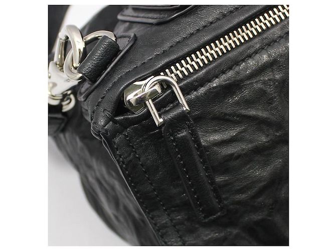 Givenchy Borsa a tracolla Pandora Medium in pelle di pecora nera stropicciata argento Nero - vista 9