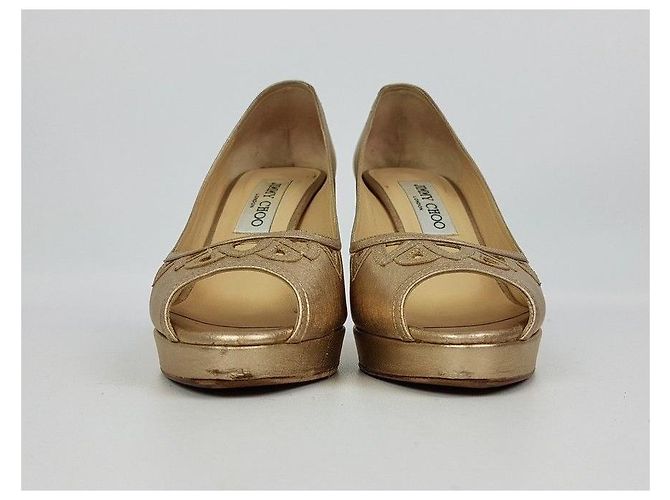 Jimmy Choo Salto alto de dedos abertos para mulher Dourado - vista 2