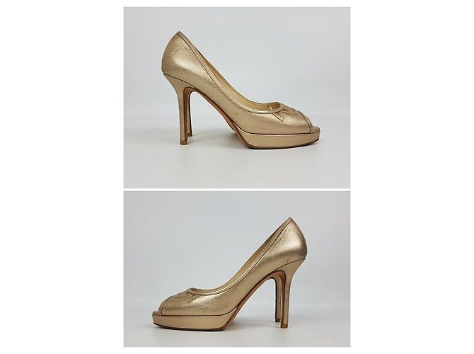 Jimmy Choo Salto alto de dedos abertos para mulher Dourado - vista 3