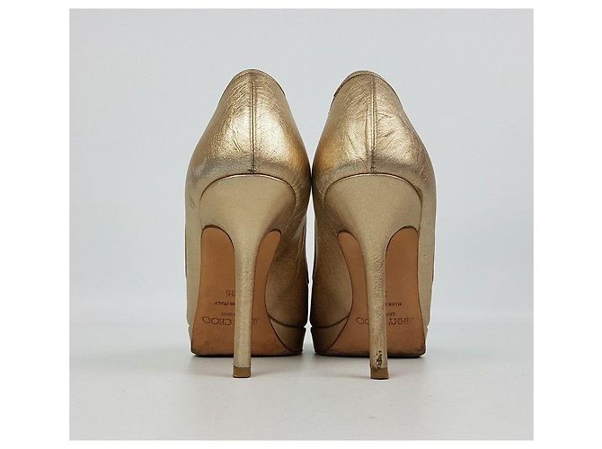 Jimmy Choo Salto alto de dedos abertos para mulher Dourado - vista 4