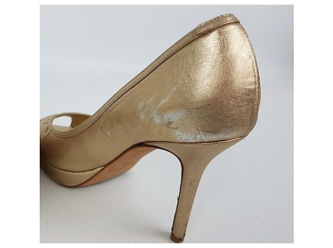 Jimmy Choo Salto alto de dedos abertos para mulher Dourado - vista 5
