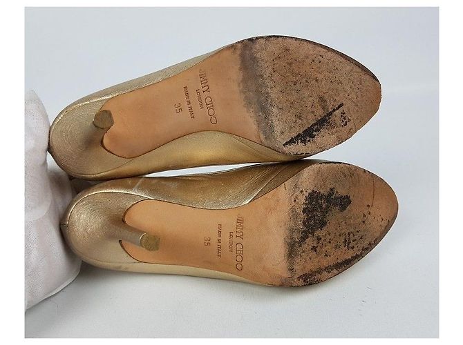 Jimmy Choo Salto alto de dedos abertos para mulher Dourado - vista 7