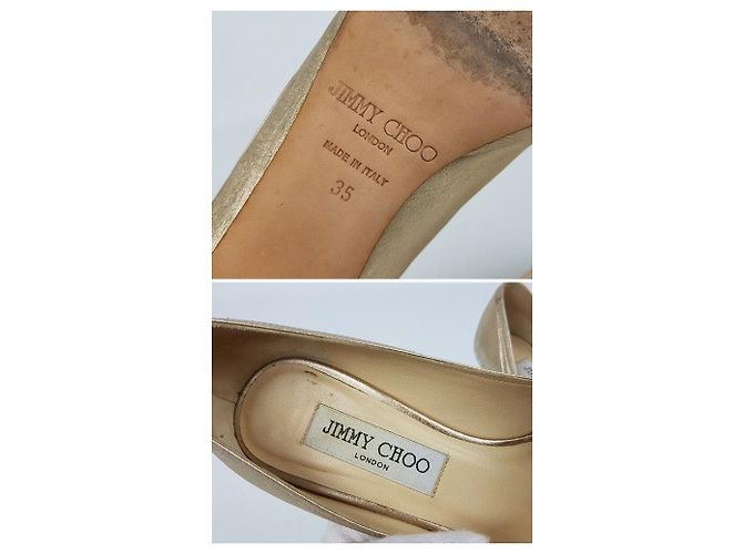 Jimmy Choo Salto alto de dedos abertos para mulher Dourado - vista 8