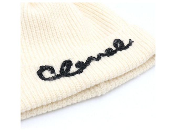 Chanel Ivory Cashmere Black Pearl Logo Damen Beanie Mütze Weiß - Ansicht 5