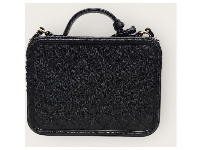 Chanel Borsa Tote con Manico Superiore e Spalla Black Caviar Gold-tone Cosmetic Medium Nero - vista 5
