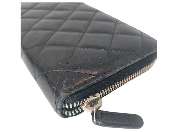 Chanel Cartera larga con cremallera de piel de cordero negra Serie Negro - vista 5