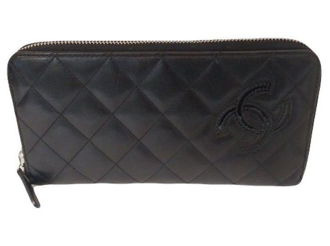 Chanel Cartera larga con cremallera de piel de cordero negra Serie Negro - vista 7