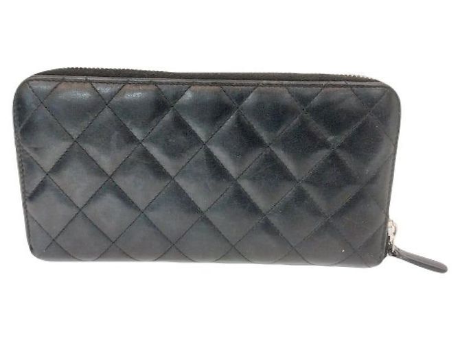 Chanel Cartera larga con cremallera de piel de cordero negra Serie Negro - vista 8