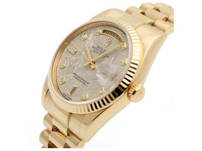 Rolex Orologio Day-Date in oro da uomo con quadrante in meteorite e diamanti originali Marrone - vista 10