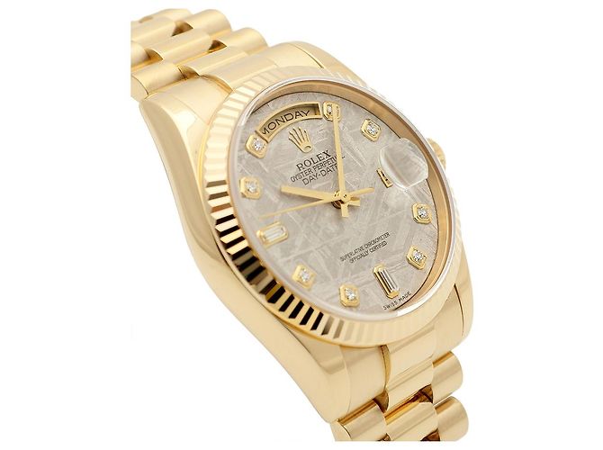 Rolex Orologio Day-Date in oro da uomo con quadrante in meteorite e diamanti originali Marrone - vista 11