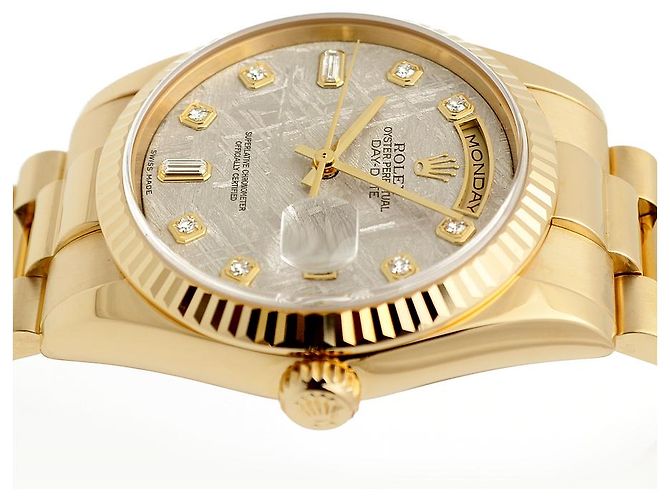 Rolex Orologio Day-Date in oro da uomo con quadrante in meteorite e diamanti originali Marrone - vista 12