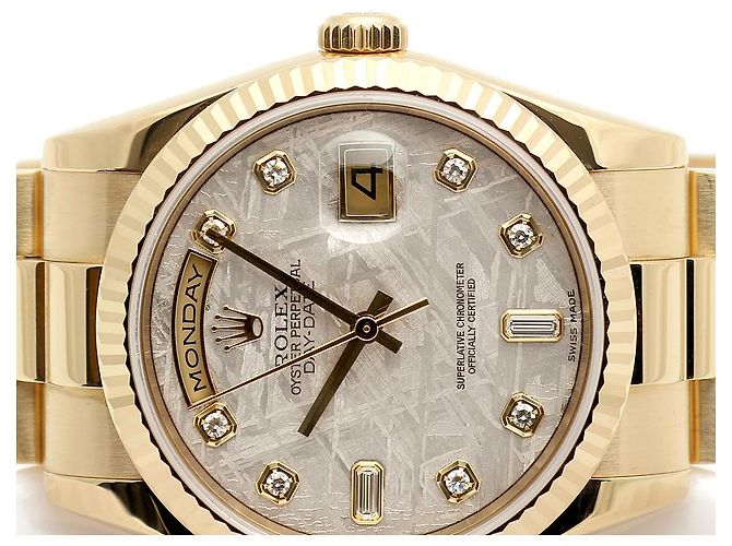 Rolex Orologio Day-Date in oro da uomo con quadrante in meteorite e diamanti originali Marrone - vista 13