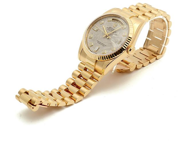 Rolex Orologio Day-Date in oro da uomo con quadrante in meteorite e diamanti originali Marrone - vista 14