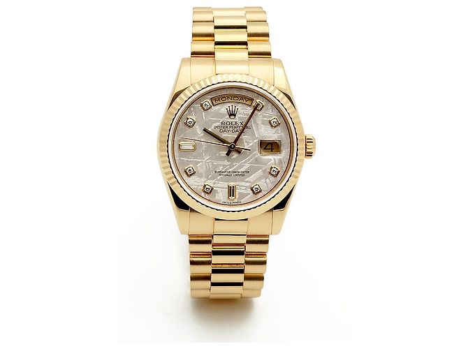 Rolex Orologio Day-Date in oro da uomo con quadrante in meteorite e diamanti originali Marrone - vista 16