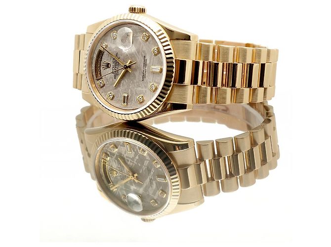 Rolex Orologio Day-Date in oro da uomo con quadrante in meteorite e diamanti originali Marrone - vista 18