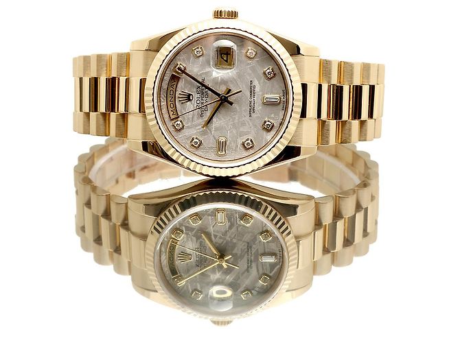 Rolex Orologio Day-Date in oro da uomo con quadrante in meteorite e diamanti originali Marrone - vista 2