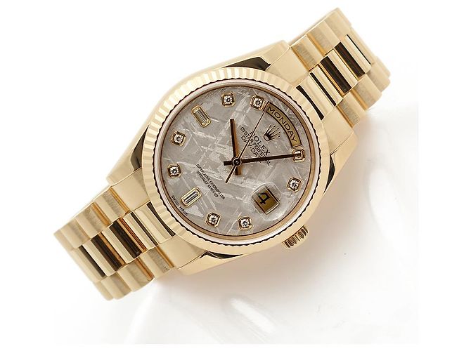Rolex Orologio Day-Date in oro da uomo con quadrante in meteorite e diamanti originali Marrone - vista 20