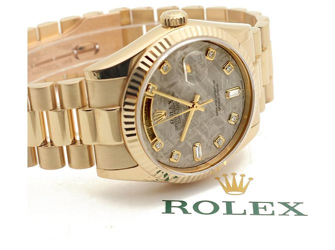 Rolex Orologio Day-Date in oro da uomo con quadrante in meteorite e diamanti originali Marrone - vista 21