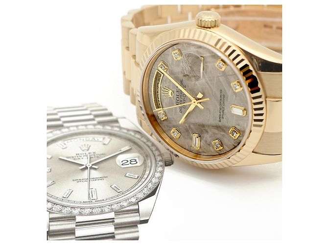 Rolex Orologio Day-Date in oro da uomo con quadrante in meteorite e diamanti originali Marrone - vista 22