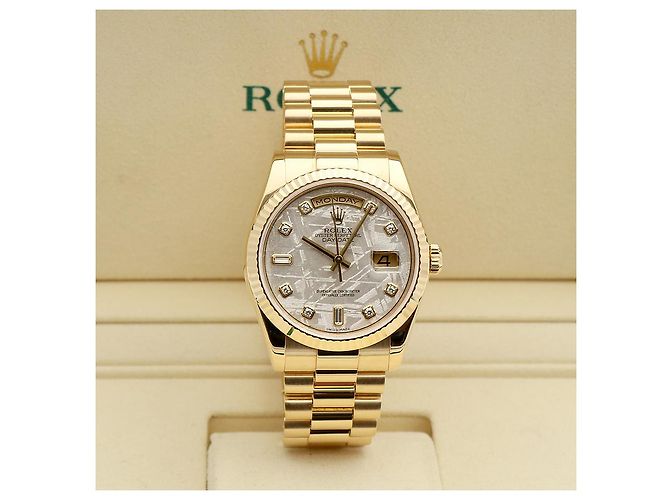 Rolex Orologio Day-Date in oro da uomo con quadrante in meteorite e diamanti originali Marrone - vista 4