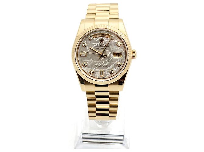 Rolex Orologio Day-Date in oro da uomo con quadrante in meteorite e diamanti originali Marrone - vista 5