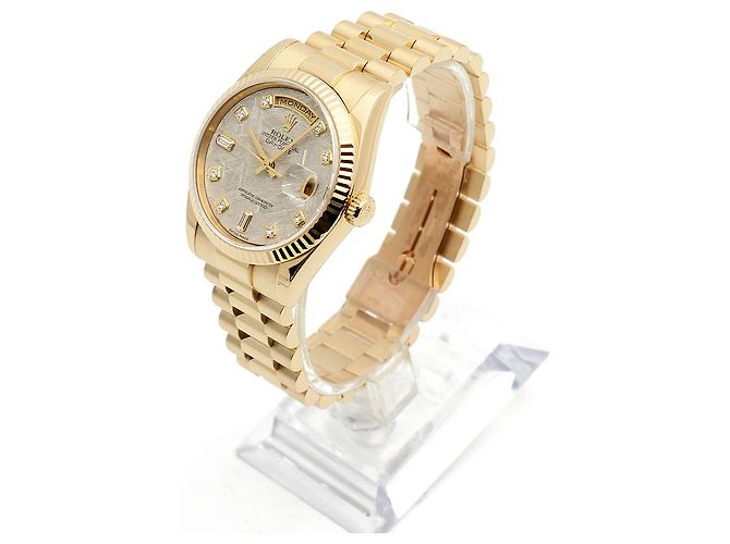 Rolex Orologio Day-Date in oro da uomo con quadrante in meteorite e diamanti originali Marrone - vista 6