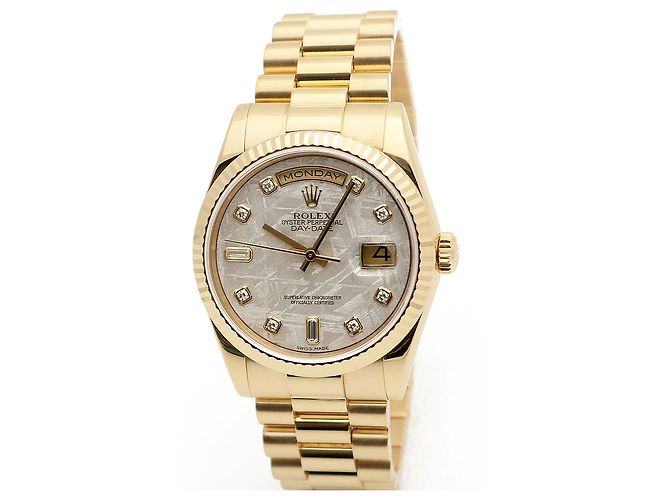 Rolex Orologio Day-Date in oro da uomo con quadrante in meteorite e diamanti originali Marrone - vista 8