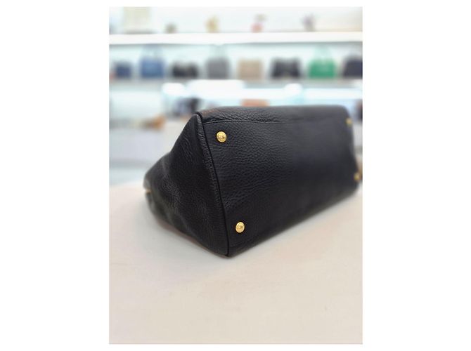 Prada Borsa Tote e Borsa a Spalla in Pelle Vitello Daino Nero - vista 17