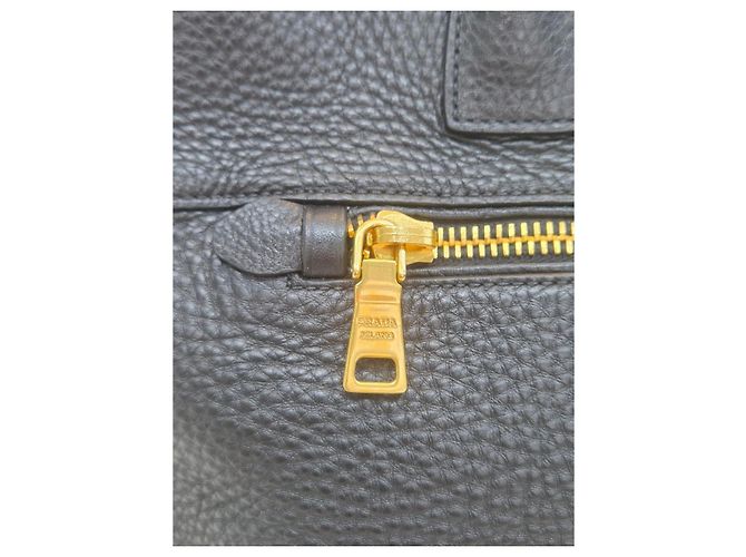 Prada Borsa Tote e Borsa a Spalla in Pelle Vitello Daino Nero - vista 19